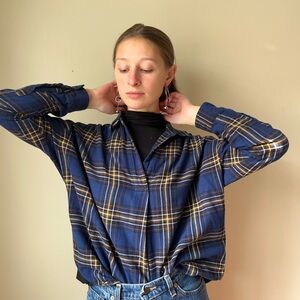 Plaid Blue and Yellow Women's Flannel
